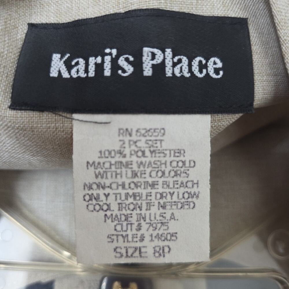 Kari’s Place 2 Piece Suit 8P Black Tan Short Sleeve Blazer Pants Career Set - Picture 5 of 10